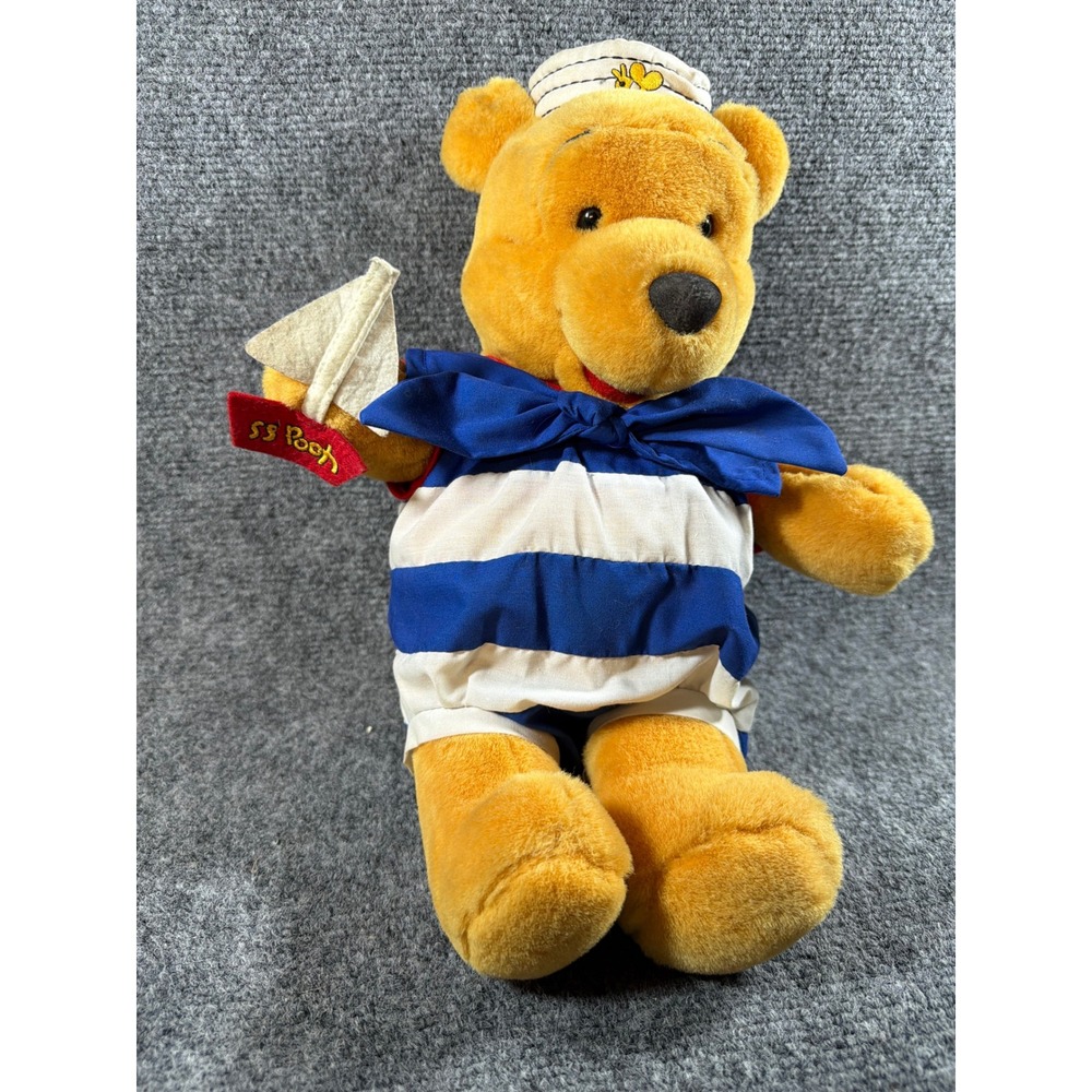 Disney Store Winnie the Pooh Sailor Plush 12" SS Pooh Boat Vintage Bear